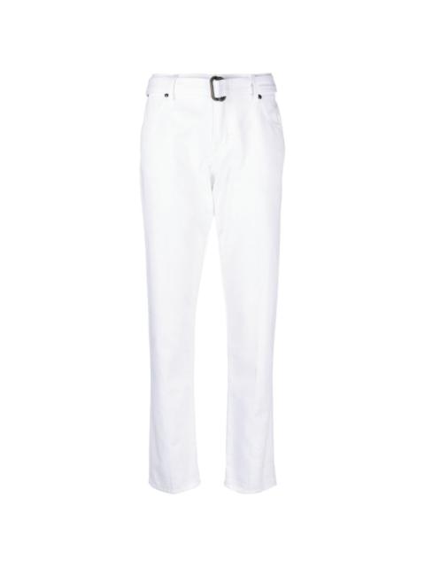 straight-leg belted trousers