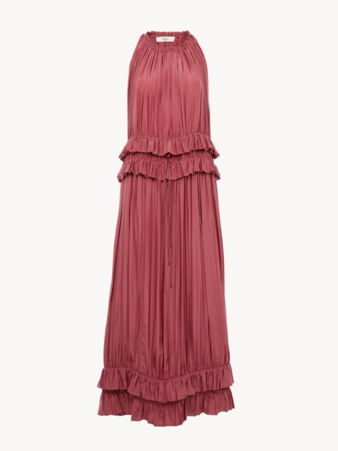 Chloé SLEEVELESS LONG DRESS IN WASHED SILK PONGÉ