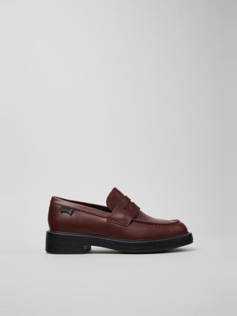 CAMPER Dean Burgundy Leather Shoes for Women.