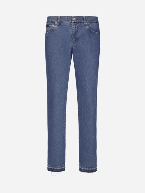 Slim-fit stretch blue denim jeans