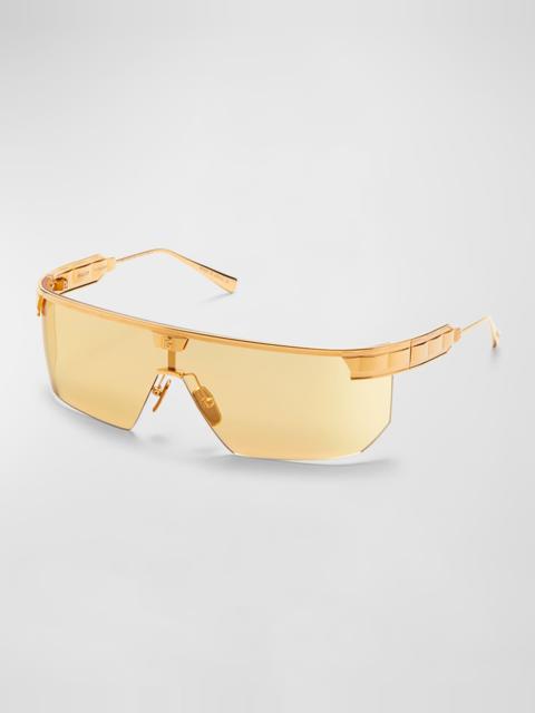 Balmain Major LTD Half-Rimmed Titanium Shield Sunglasses