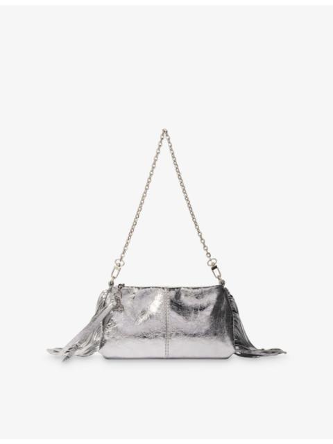 maje Tassel-embellished chain-strap leather bag