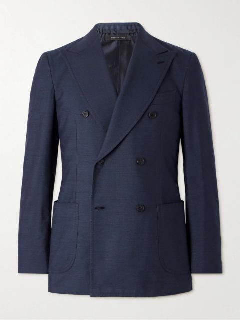 Amalfi Double-Breasted Silk-Dupioni Suit Jacket