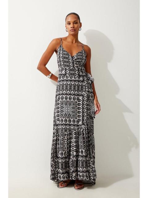 KAREN MILLEN Tile Print Spun Viscose Beach Dress