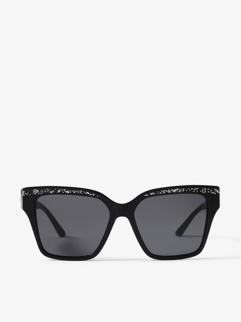 JIMMY CHOO Giava
Black Glitter Square Sunglasses