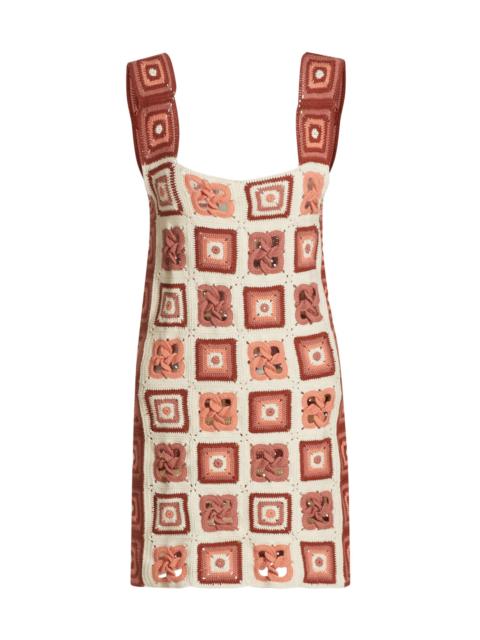 ESCVDO Women's Camino Santeria Crochet Minidress - Ivory Brown