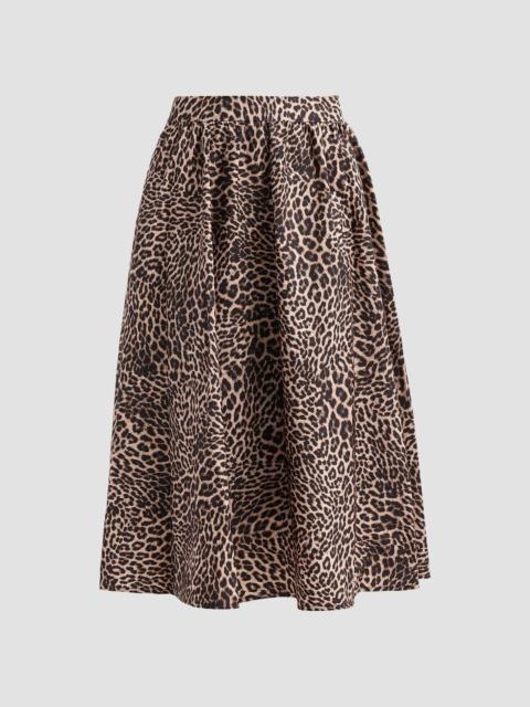 KOBI HALPERIN Women's Violet Leopard Linen-Blend Midi Skirt - Natural Multi