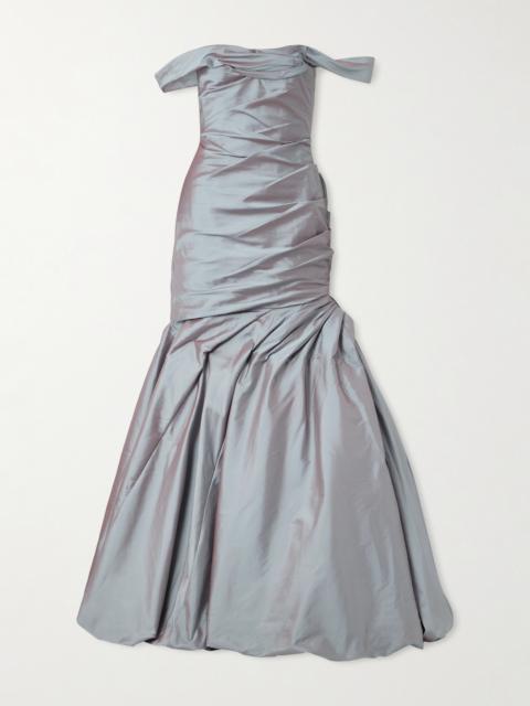 MARMAR HALIM One-shoulder Gathered Taffeta Gown