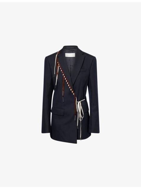 Dries Van Noten Baftan Stitch-Embellished Double-Breasted Wool Blazer