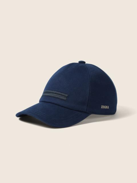 ZEGNA DARK INDIGO BLUE COTTON BASEBALL CAP