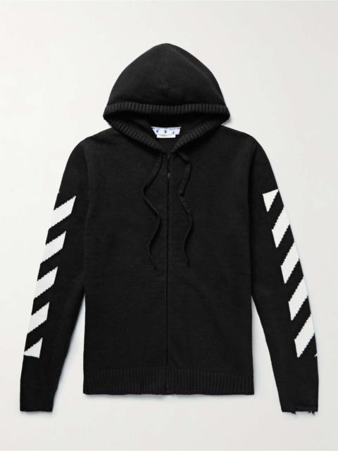 Logo-Detailed Jacquard-Knit Cotton-Blend Zip-Up Hoodie