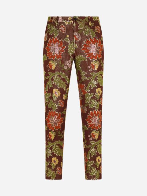 Lurex jacquard pants