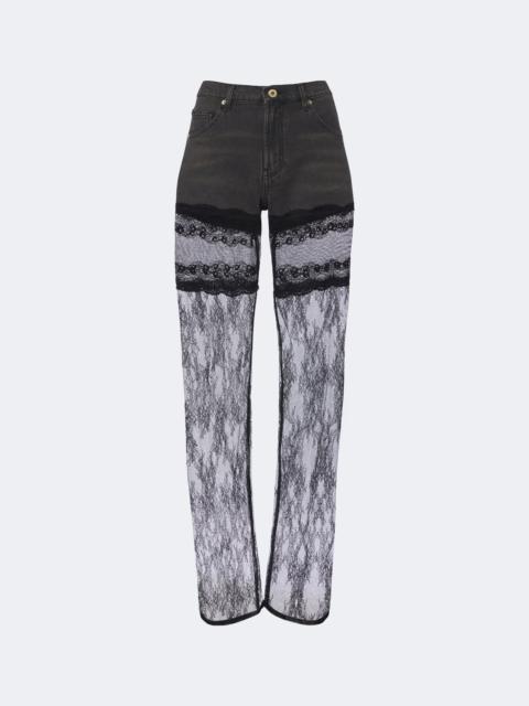 Blumarine Lace-trimmed wide-leg jeans