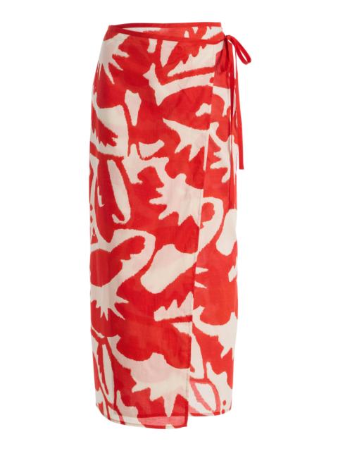 SIR. Exclusive Cotton Voile Maxi Wrap Skirt red