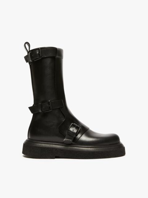 BUCKLESBOOT Leather biker boots with straps