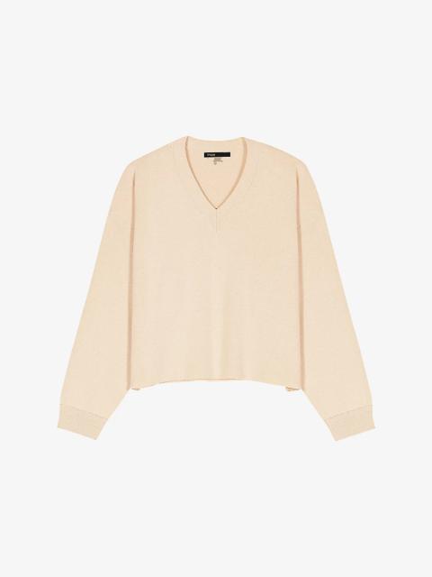 maje V-Neck Wool-Blend Jumper
