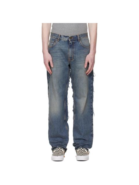 VETEMENTS Blue Cut-Up Back Jeans
