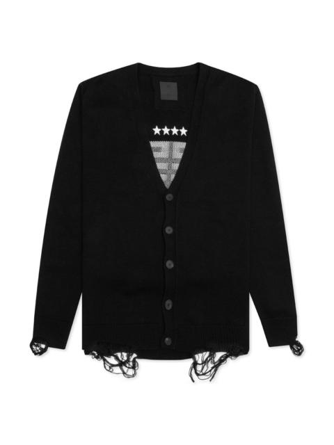 Givenchy STAR EMBROIDERED 4G LOGO CARDIGAN - BLACK/WHITE