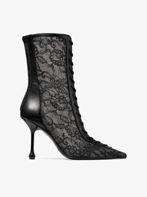 JIMMY CHOO Scarlett Ankle Boot 95 Black Jimmy Choo Lace and Nappa Leather Ankle Boot