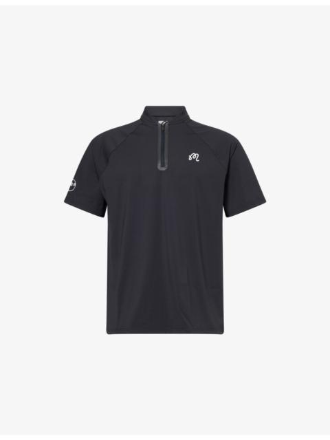 malbon Round-Collar Zip-Up Stretch-Woven T-Shirt
