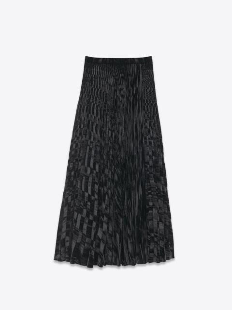 SAINT LAURENT pleated midi skirt in crushed velvet