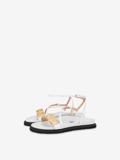 Moschino LETTERING LOGO CALFSKIN FLAT SANDALS