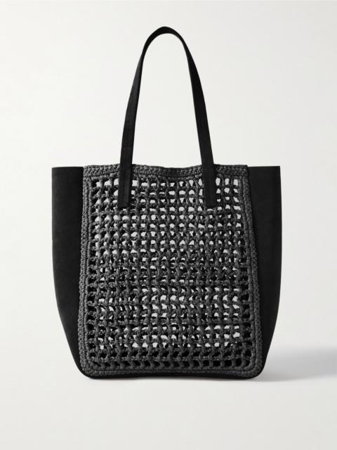 KHAITE Zoe small leather and raffia tote Black