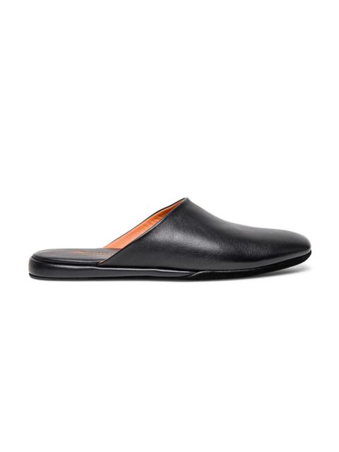 Santoni Men’s black leather slipper
