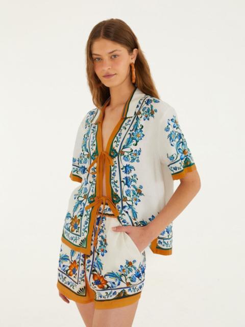 FARM RIO Off-White Flora Tile Shorts