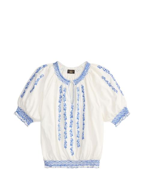 RRL by Ralph Lauren floral-embroidered smocked blouse