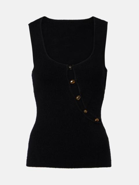SIR. Chiara cutout cotton-blend bouclé tank top