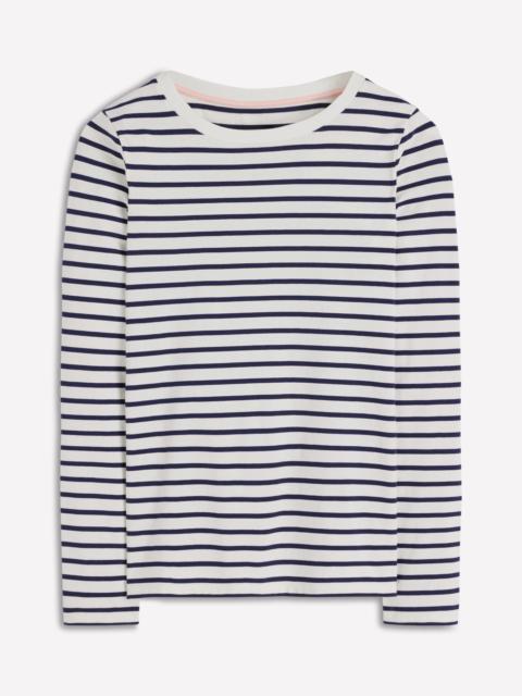 BODEN Olivia Long Sleeve Breton-Ivory, Navy