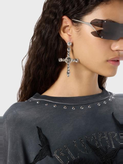 Blumarine METAL AND GLASS STONE EARRINGS