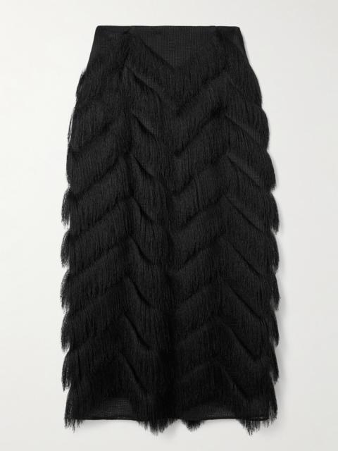 EMILIA WICKSTEAD Lorelei Fringed Mesh Midi Skirt