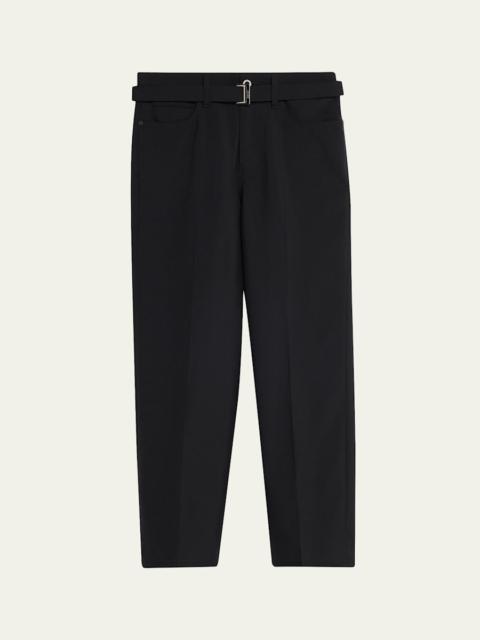 sacai Men's Belted Poly-Wool Suiting Pants