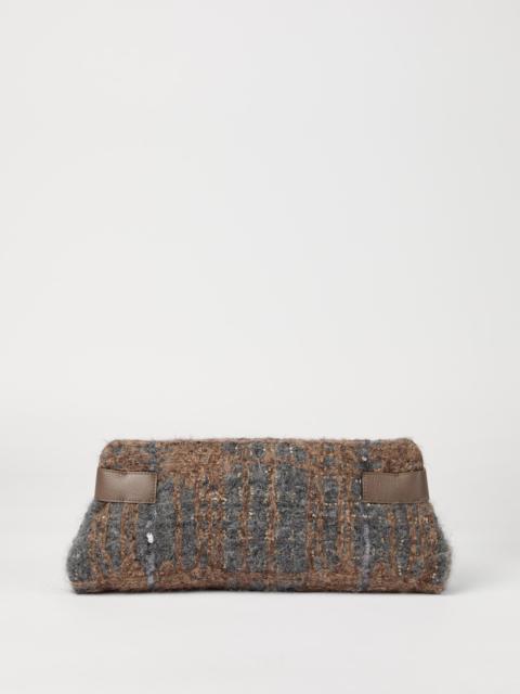 Brunello Cucinelli Dazzling Prince of Wales embroidery Essence pouch bag with leather bands