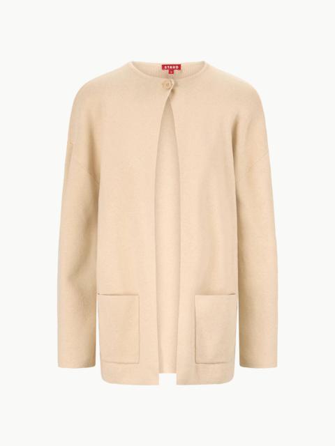 STAUD CARRY ON CARDIGAN CAMEL