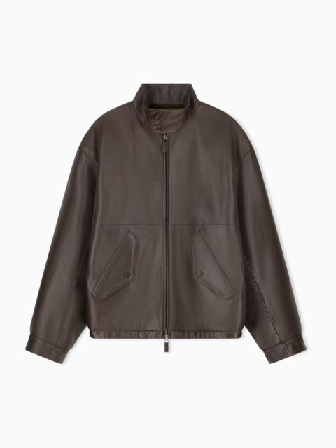 EMPORIO ARMANI REVERSIBLE BLOUSON JACKET IN NAPPA LEATHER AND FAUX FUR