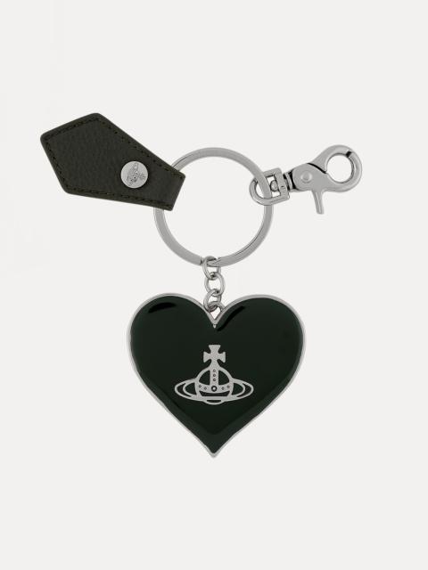 Vivienne Westwood GRAIN LEATHER MIRROR HEART ORB KEYRING