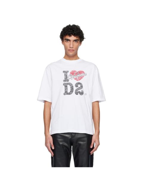DSQUARED2 White Vaquera Edition Destroyed Loose Fit T-shirt