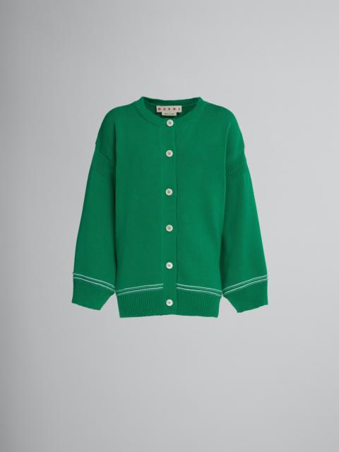 Marni GREEN COTTON CARDIGAN WITH LOGO