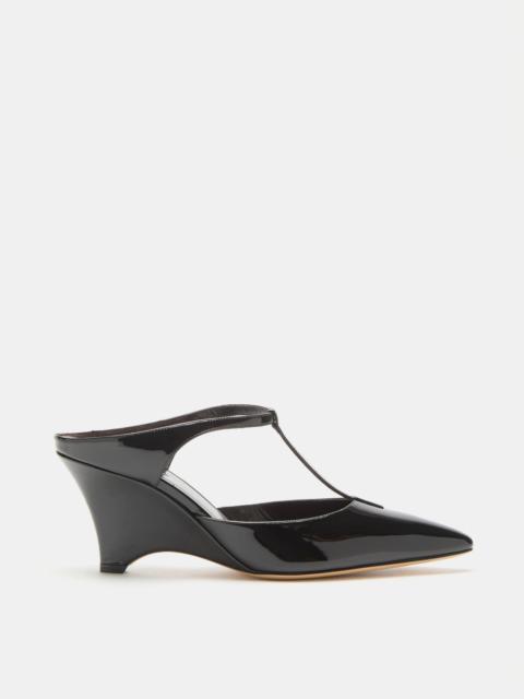 Victoria T-Bar Wedge / Black Vernice Leather