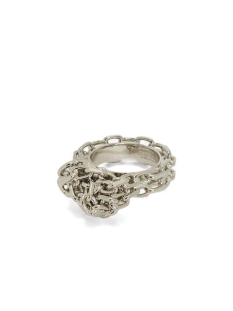 Jil Sander engraved-logo knotted-chain-detail ring