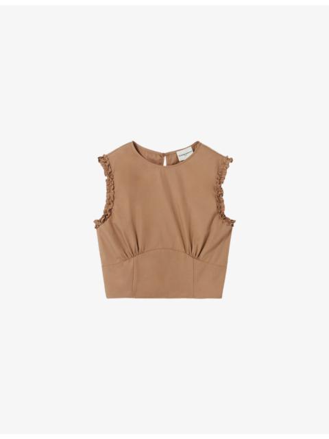 Claudie Pierlot Sleeveless Cropped Cotton-Blend Top