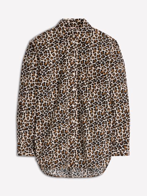 BODEN Sadie Relaxed Cotton Shirt-Soft Cream, Leopard Flow