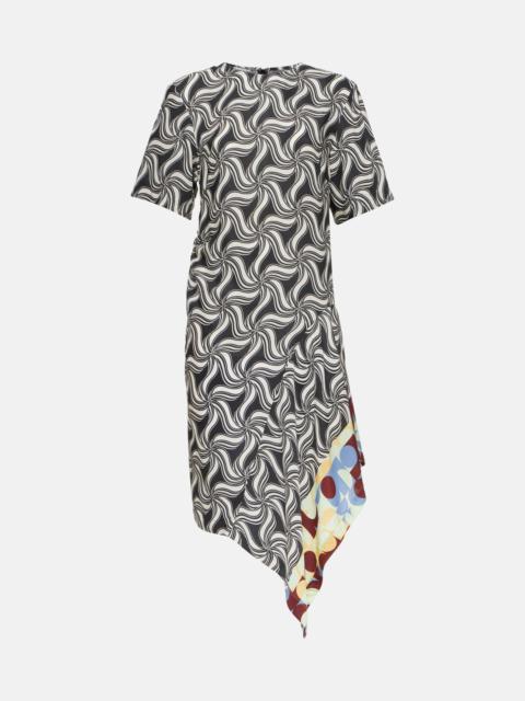 Printed asymmetric midi dress