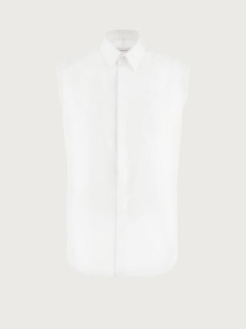 FERRAGAMO RAW CUT SLEEVELESS TUXEDO SHIRT