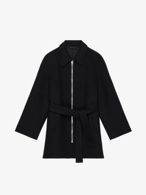 Givenchy 4G DOUBLE-FACE OVERSIZED FIT BELTED COAT IN WOOL AND CASHMERE WITH ASYMETRICAL COLLAR