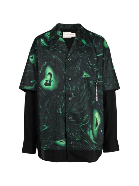 swirl-print layered shirt