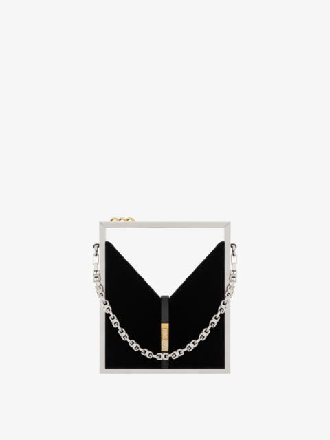 MICRO CUT OUT BAG IN VELVET AND STRASS WITH FRAME